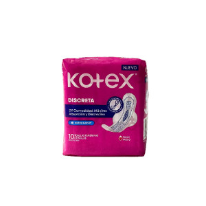 TOALLAS KOTEX DISCRETA TELA BOLSA X 10 UNDS